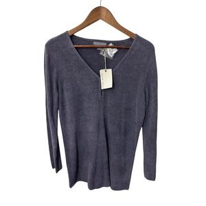 Barefoot Dreams CozyChic Ultra Lite Ribbed Button Tunic Cosmic Blue BDWCU22615 L
